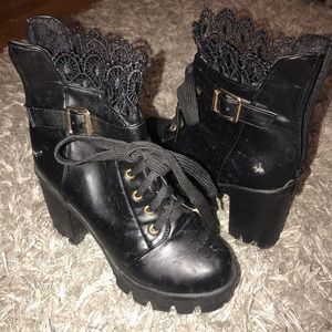 Black Booties with Trim